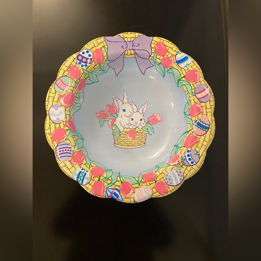 Vintage Decorative Plastic Easter Large Serving Bowl